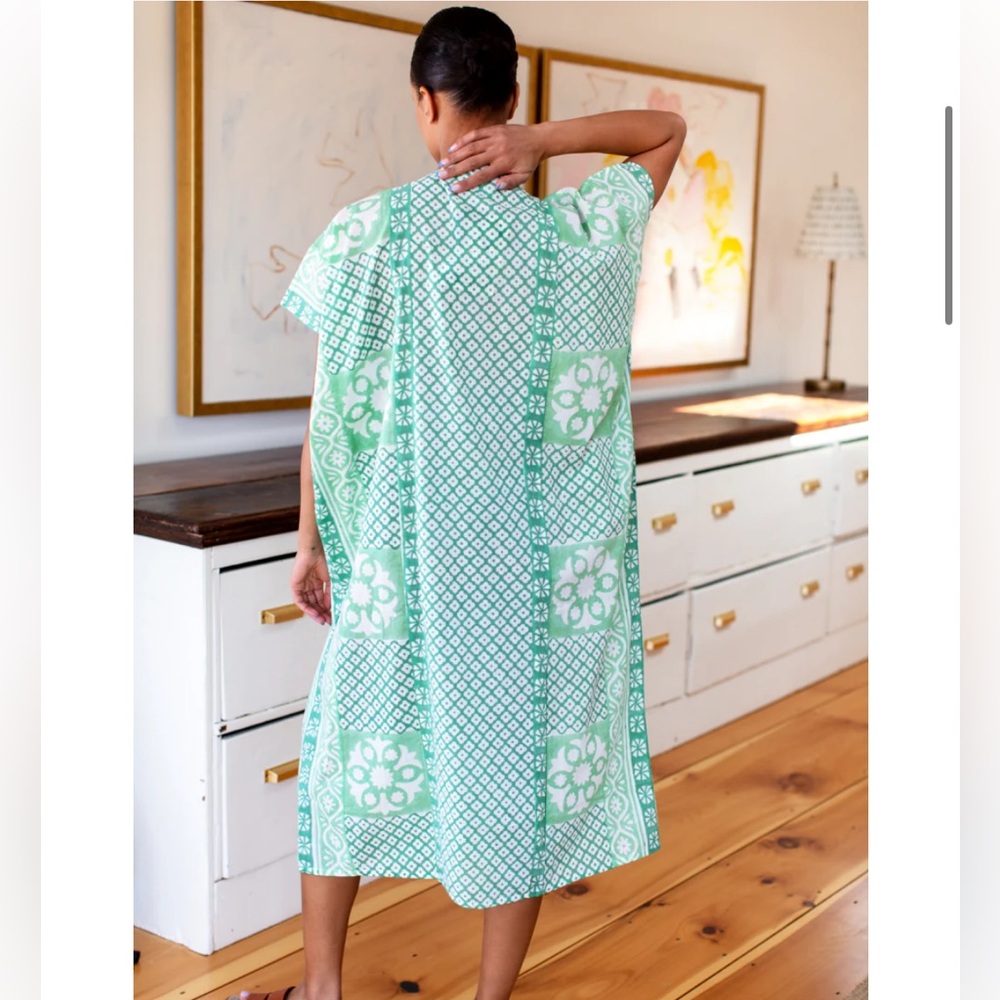 Emerson Fry India Collection DAUGHTERS CAFTAN - DARK GREEN ORGANIC One Size - Picture 4 of 16